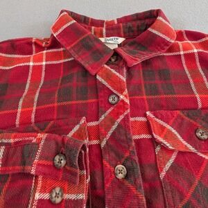 Duluth Trading Co Flannel Long Sleeve Button Up Shirt Womens Size Small Red